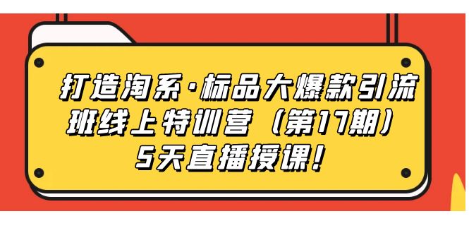 打造淘系·标品大爆款引流班线上特训营5天直播授课！-66免费源码网