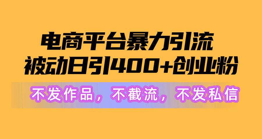 电商平台暴力引流,被动日引400+创业粉不发作品，不截流，不发私信-66免费源码网