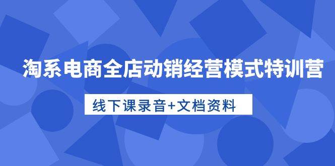 淘系电商全店动销经营模式特训营，线下课录音+文档资料-66免费源码网