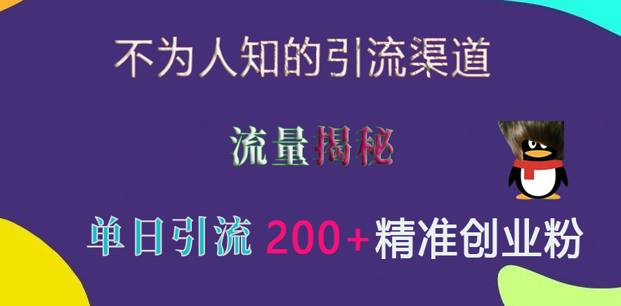 不为人知的引流渠道，流量揭秘，实测单日引流200+精准创业粉-66免费源码网